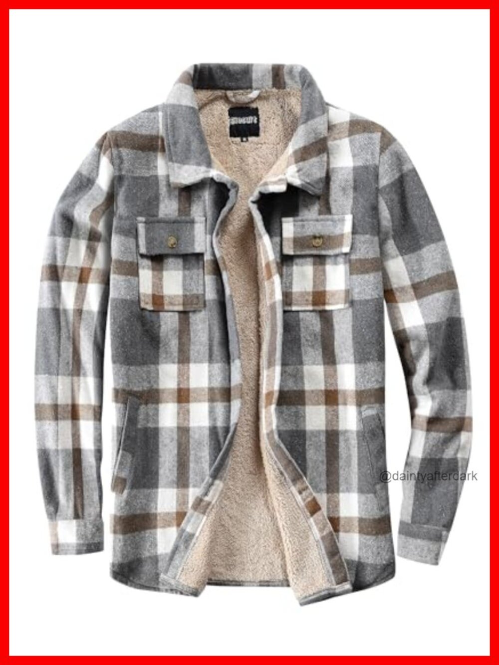Sherpa Lined Flannel Shirt Jacket Plaid Button Down Coat
